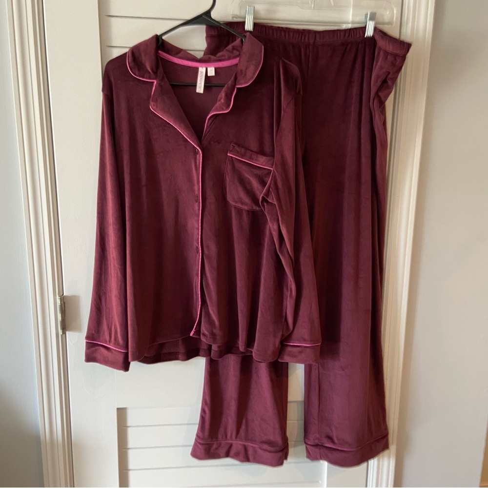 Joyspun Maroon Fuzzy Sleepwear Pajama Set Size XL